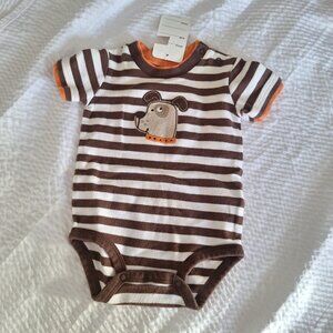 carters onesie dog brown and white stripped 6 months